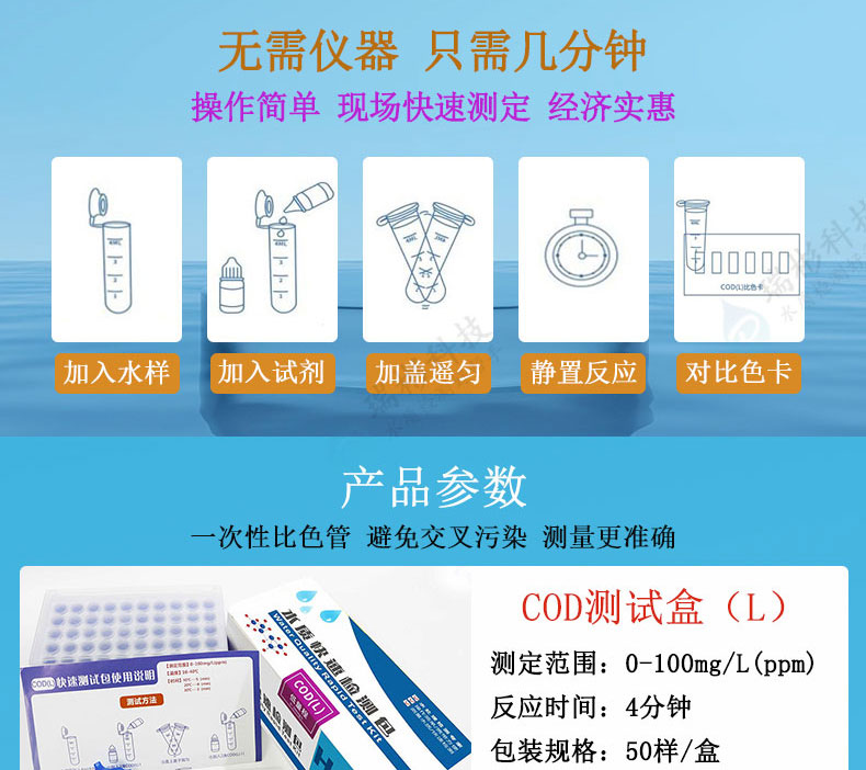 氨氮測(cè)試盒COD測(cè)試包總磷總氮檢測(cè)盒水質(zhì)快速檢測(cè)包
